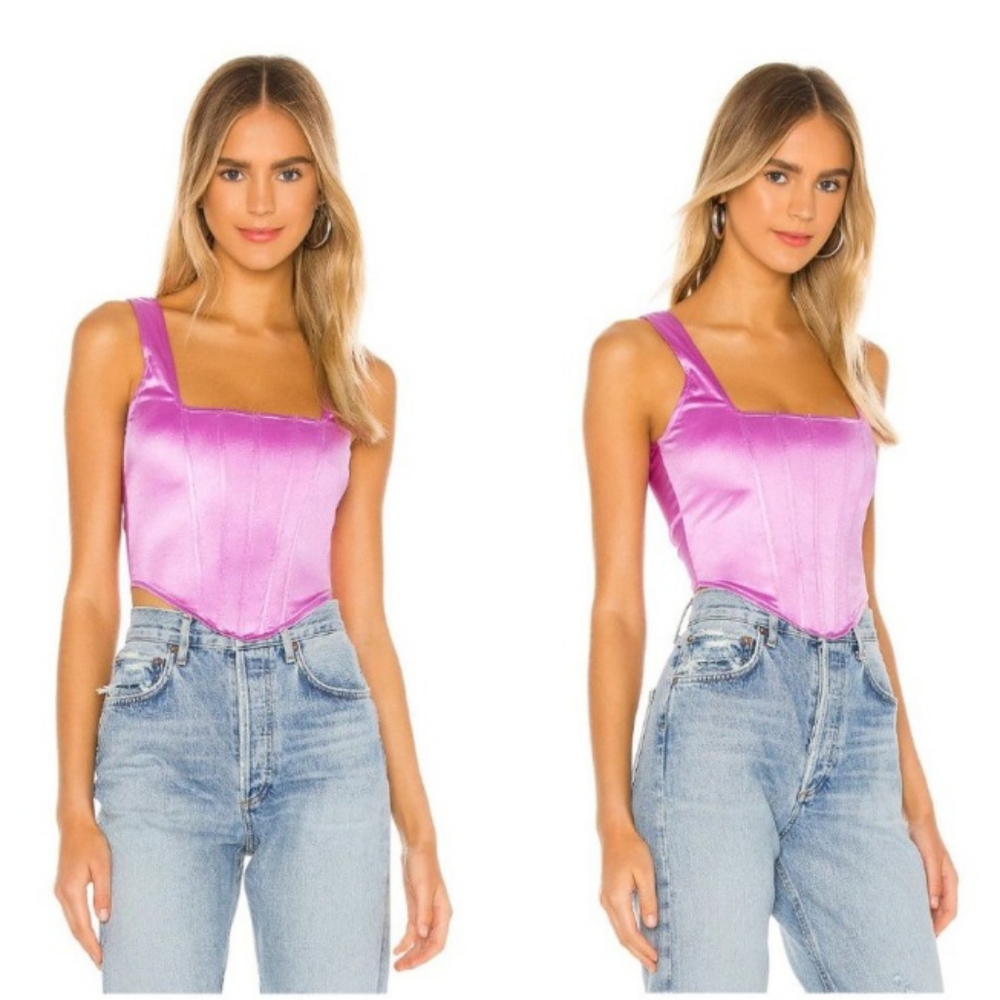 Superdown Catey Corset Top in Purple/Pink Size XXS